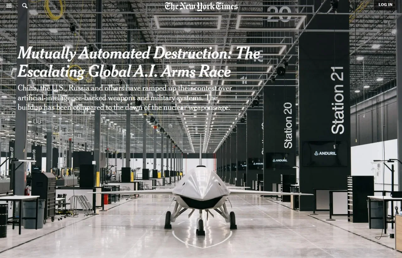 Енот из Херсона: The New York Times наконец-то заметила то, о чём обыватели говорят уже пару лет: в мире началась гонка вооружений на базе искусственного интеллекта, сравнимая по масштабу с ядерной