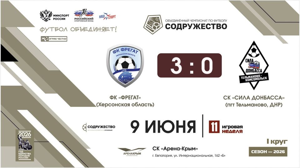 #результаты_Содружество ФК "Фрегат" (Херсонская область) - СК «Сила Донбасса» (пгт