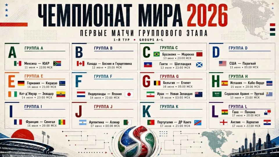Сегодня в 22:00 стартует чемпионат мира по футболу — 2026!