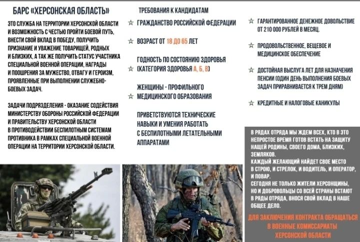 В Херсонской области формируется добровольческий отряд «БАРС-Херсон»
