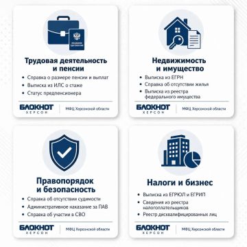 Какие справки и выписки можно получить в МФЦ Херсонской области?