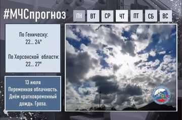 13 июля Прогноз погоды. по Херсонской области: