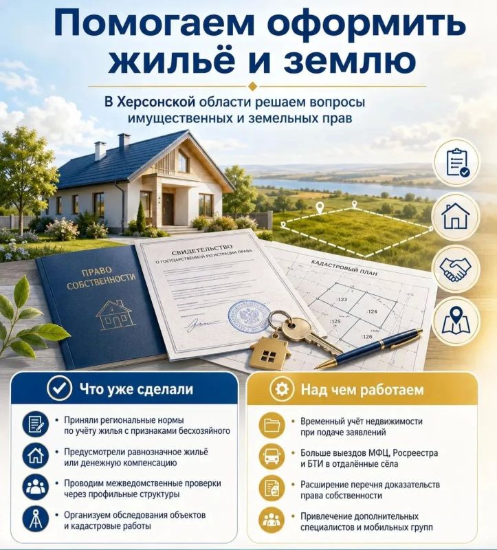 За полгода от жителей Херсонской области поступила тысяча обращений по оформлению земли и жилья, сообщил Владимир Сальдо