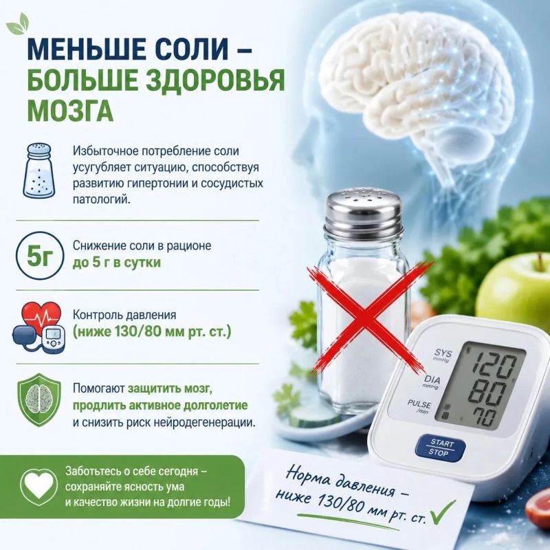 Меньше соли — больше здоровья мозга