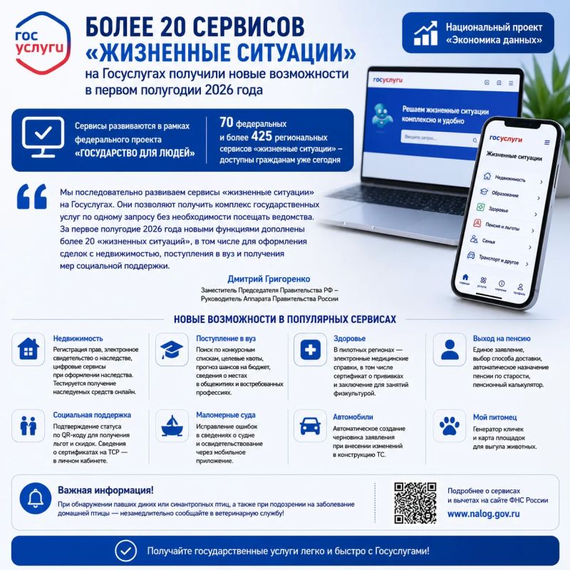 Более 20 сервисов «Жизненные ситуации» на Госуслугах получили новые возможности