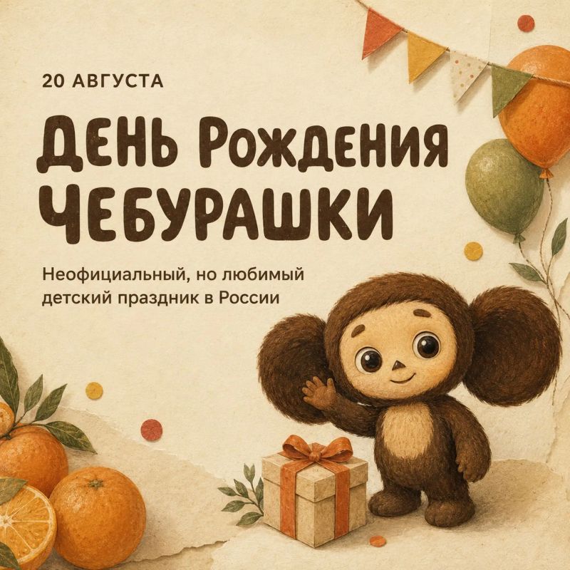 У Чебурашки сегодня день рождения — но почему именно 20 августа?