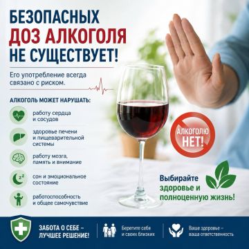 Алкоголю нет места в заботе о здоровье