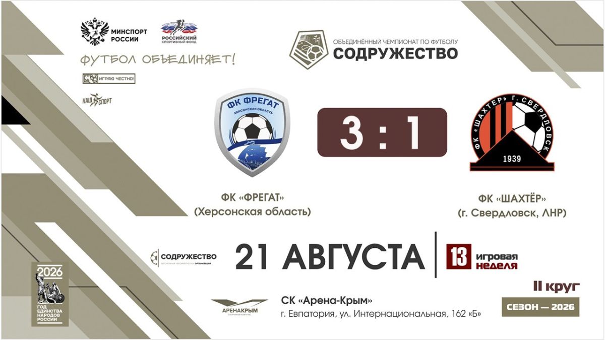 #результаты_Содружество ФК "Фрегат" (Херсонская область) - ФК «Шахтёр» (г. Свердловск, ЛНР)