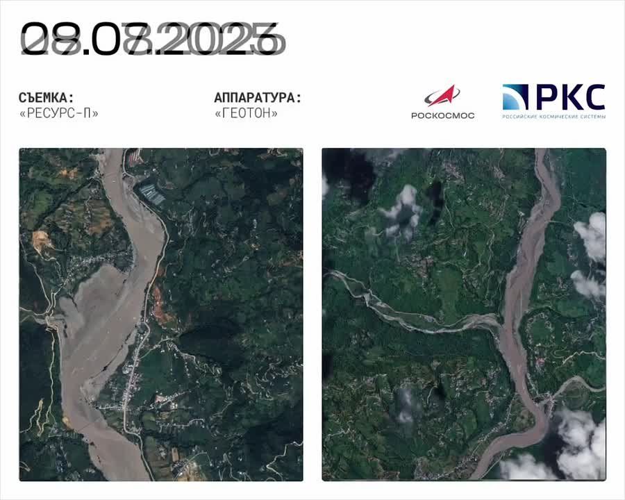 Корпорация «Роскосмос» опубликовала снимки со спутников, демонстрирующие масштабы наводнения в Непале