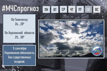 #МЧСпрогноз. 5 сентября в городе Геническ: