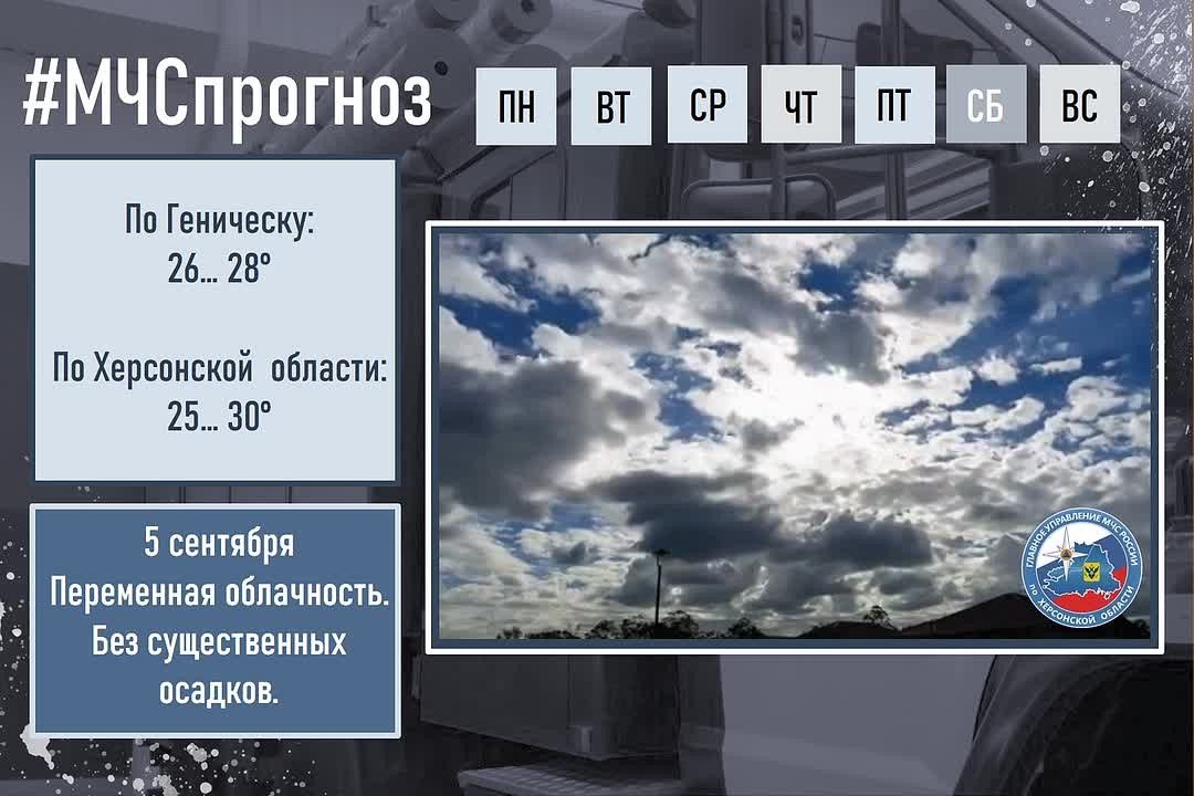 #МЧСпрогноз. 5 сентября в городе Геническ: