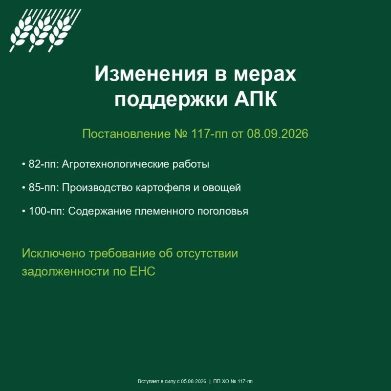 Изменения в мерах поддержки АПК Херсонской области