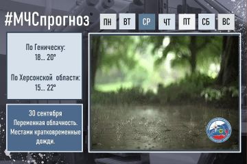 #МЧСпрогноз. 30 сентября в городе Геническ: