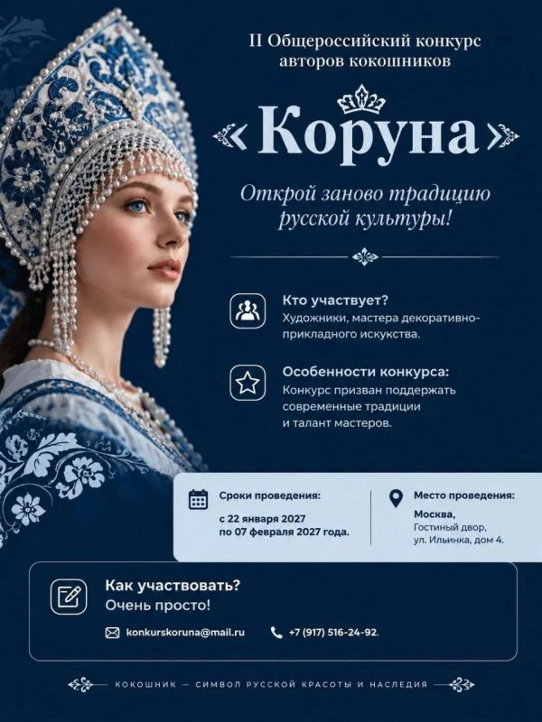 Общероссийский конкурс авторов кокошников «Коруна»: открой заново традицию русской культуры!