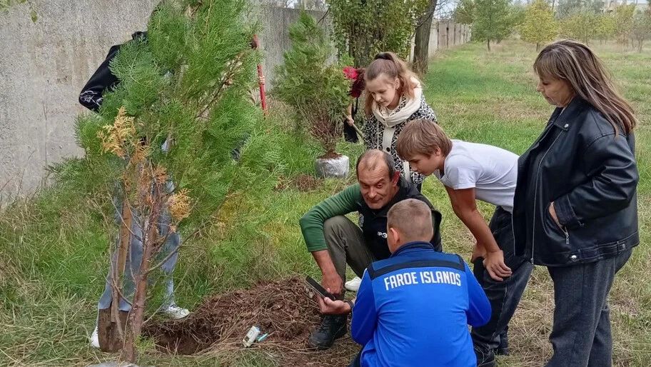 Школьники Скадовска высадили туи