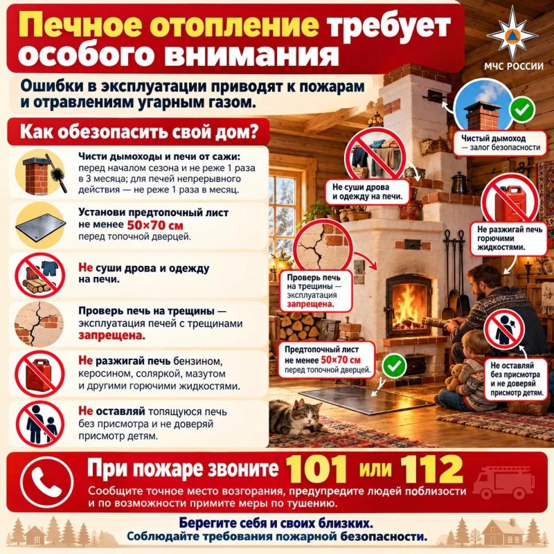 Печное отопление требует особого внимания – ошибки в эксплуатации приводят к пожарам и отравлениям угарным газом