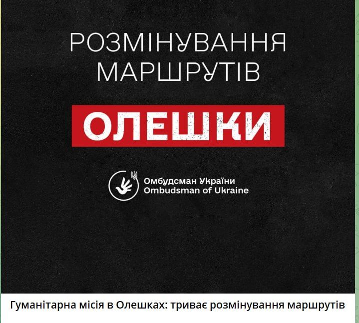 Гуманитарная миссия в Олешках: продолжается разминирование маршрутов — Дмитрий Лубинец