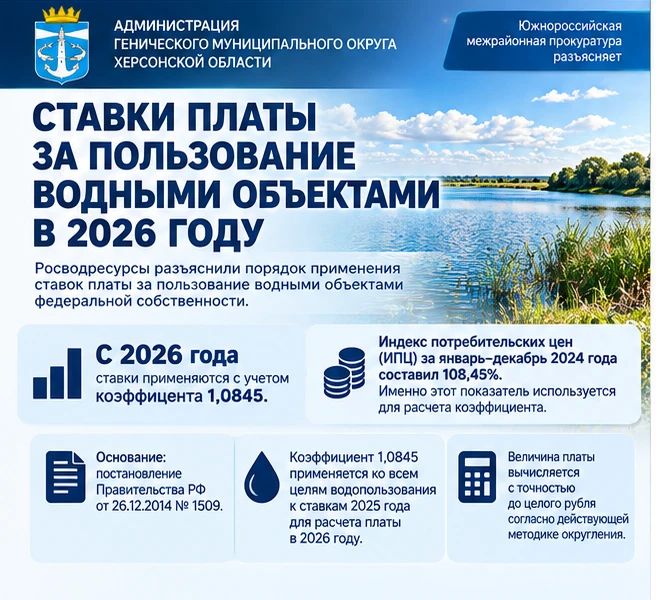 В 2026 году изменён порядок расчёта платы за пользование федеральными водными объектами